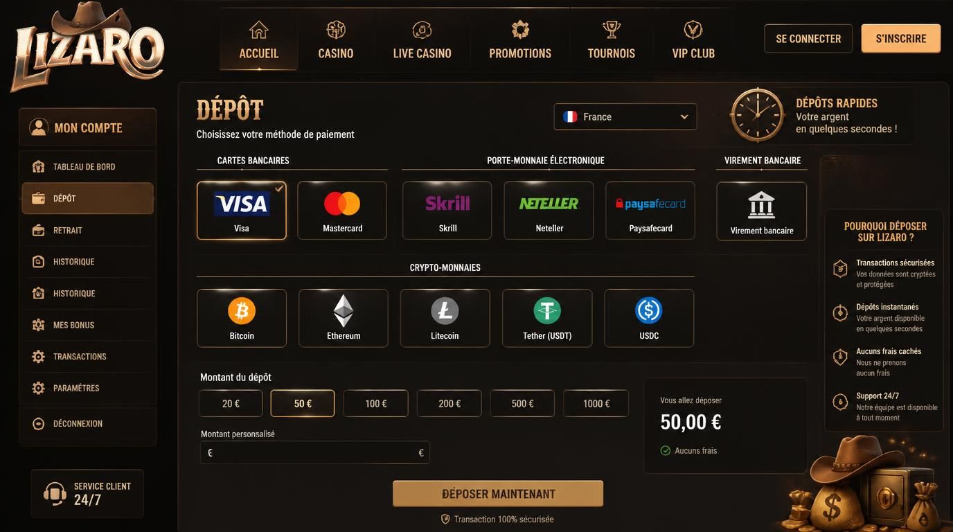 Options de dépôt sécurisées disponibles en France cartes bancaires, virements, cryptos