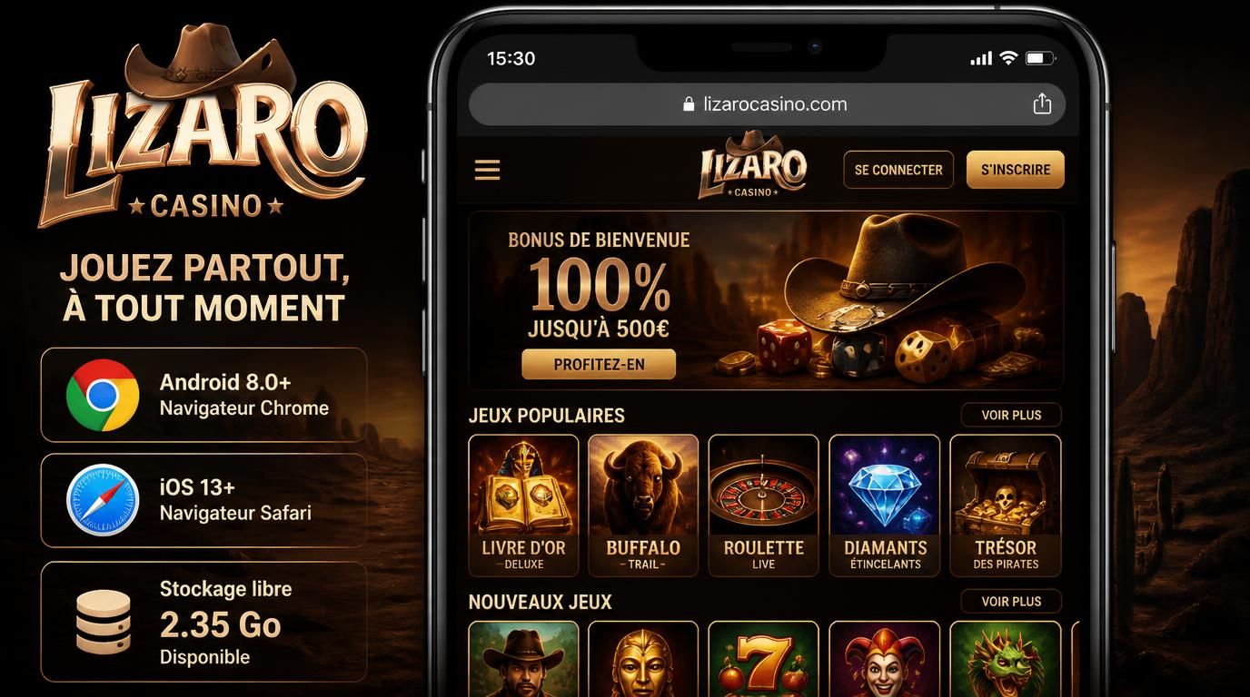 Interface mobile Lizaro en compatibilité Android et iOS