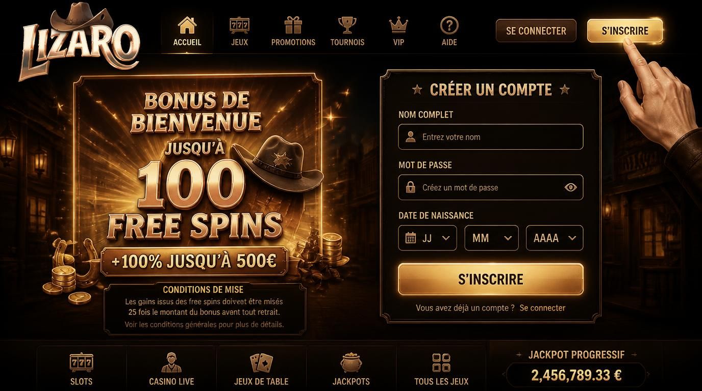 Utilisateur remplissant le formulaire d’inscription avec bonus visible