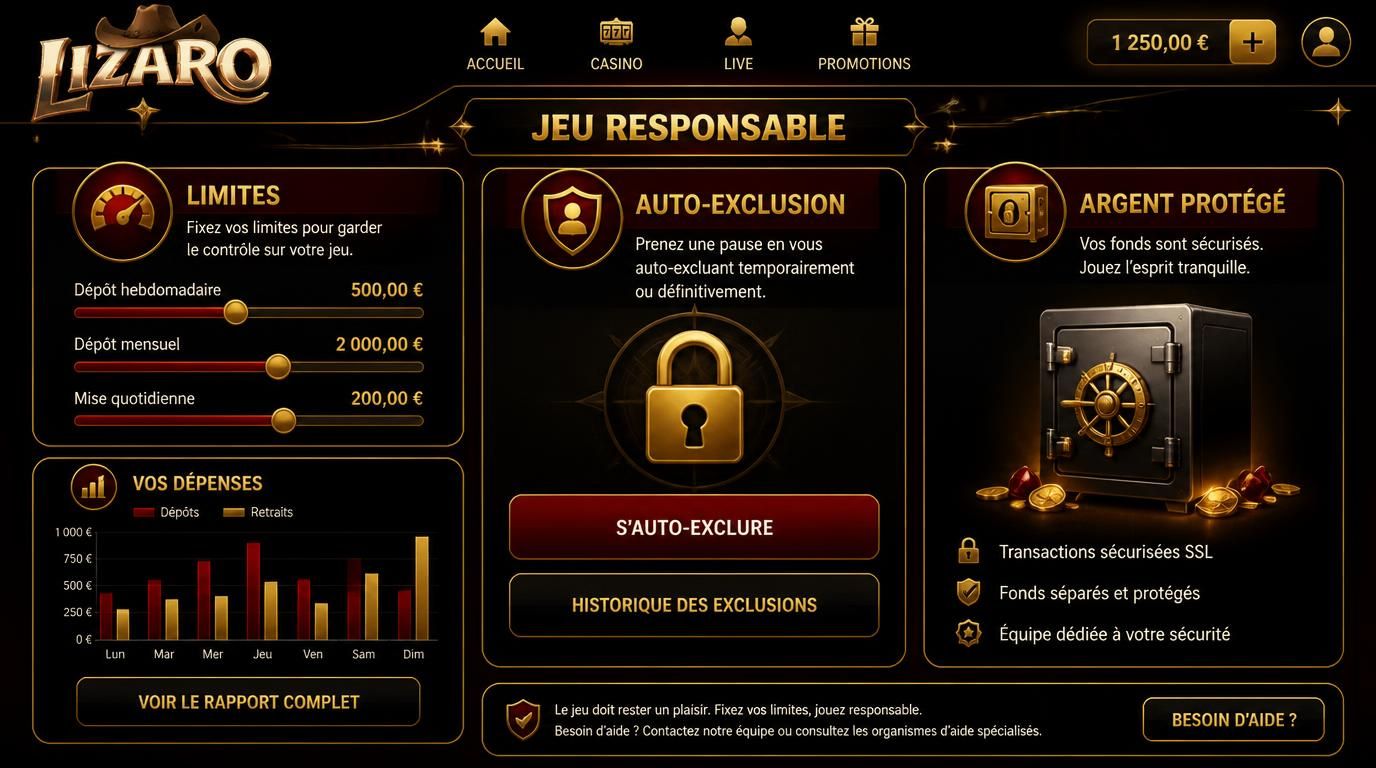  Interface de jeu responsable avec limites claires 