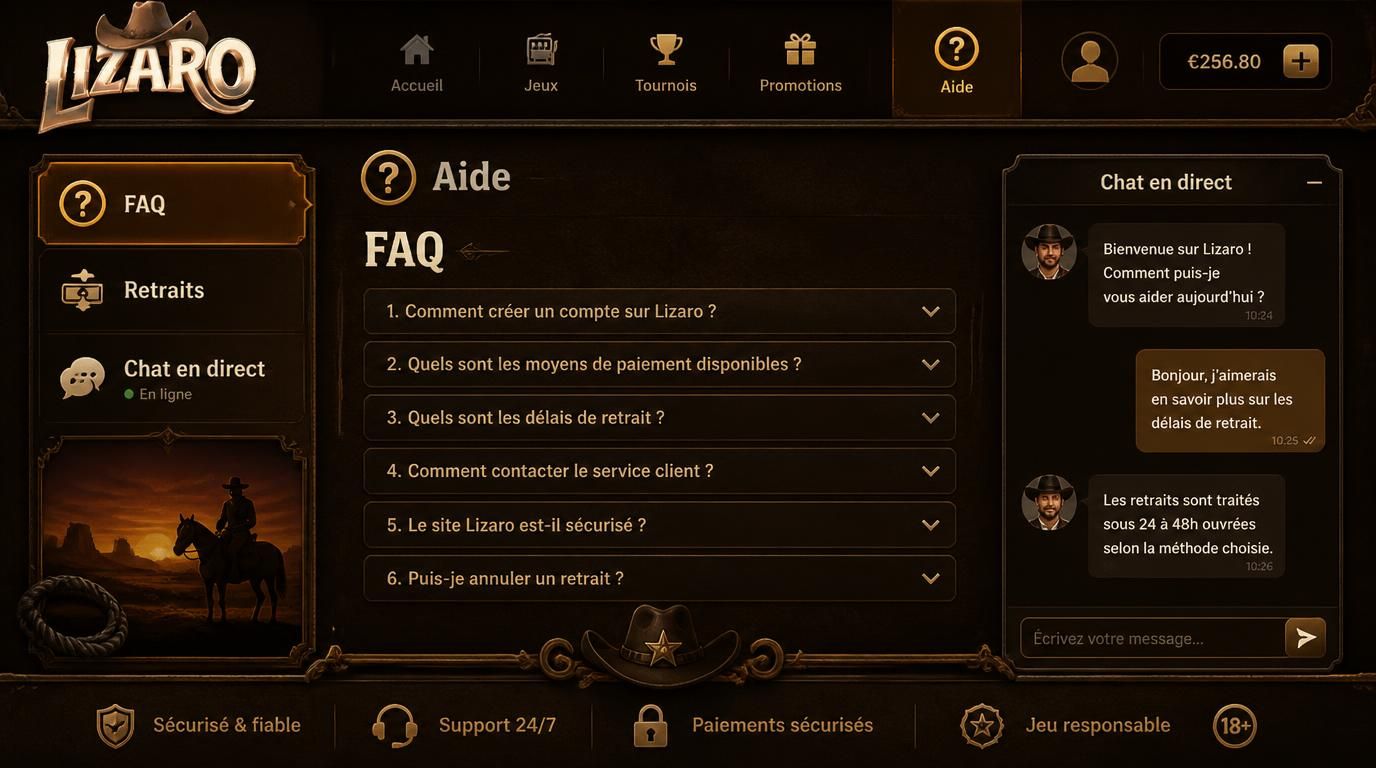  Interface centre d’aide FAQ et support 